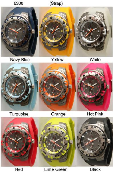 6 Narmi Silicone Strap Band Watches w/rhinestones