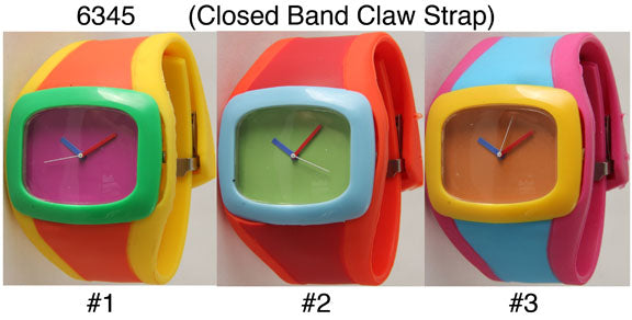 6 Geneva Silicone Claw Strap Watches