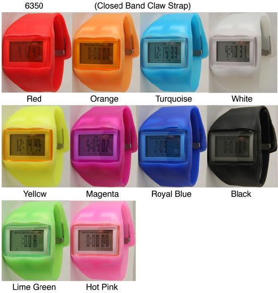 6 Geneva Closed Band Claw Silicone Strap Watches