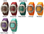 Load image into Gallery viewer, 6 Geneva Silicone Style  Strap Band Watches/W Rhinestones
