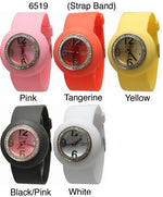 Load image into Gallery viewer, 6 Geneva Silicone strap band watches w/rhinestones
