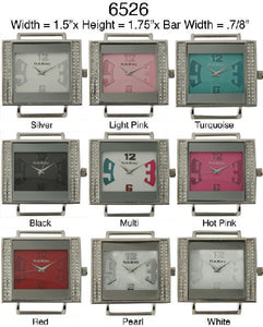 6 Narmi solid bar watch faces w/rhinestones
