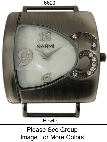 6 Narmi Solid Bar Watch Faces w/ Rhinestones