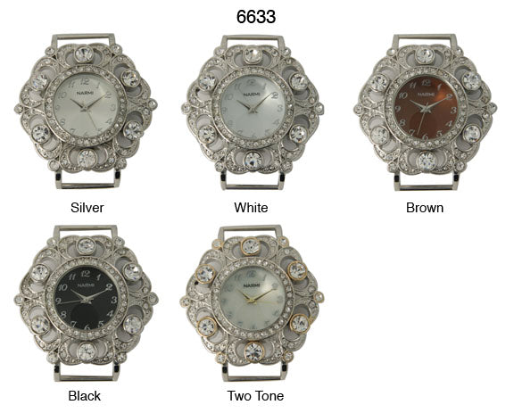 6 Round Watch Faces with Rhinestone Case