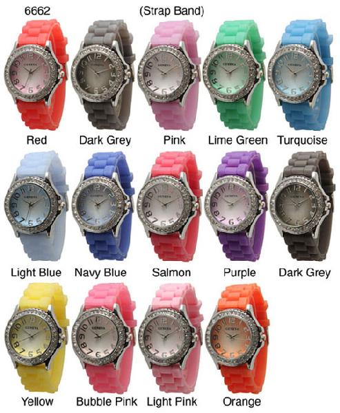 6 Geneva Silicone Band Watches