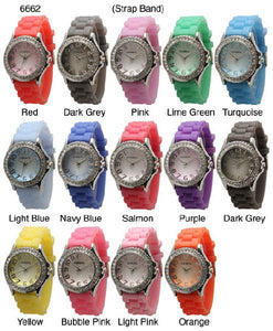 6 Geneva Silicone Band Watches