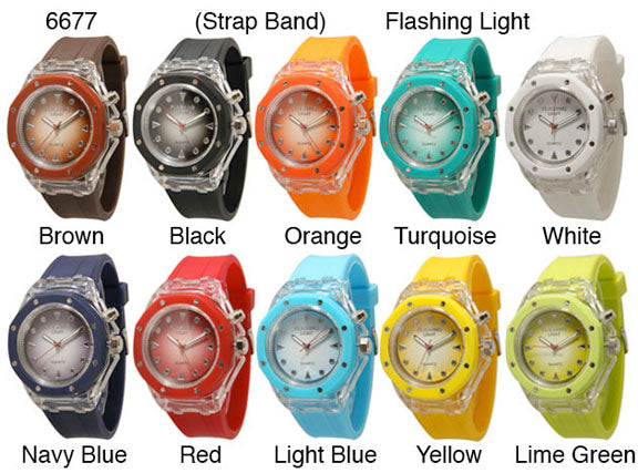 6 Geneva Flashing Light Watches
