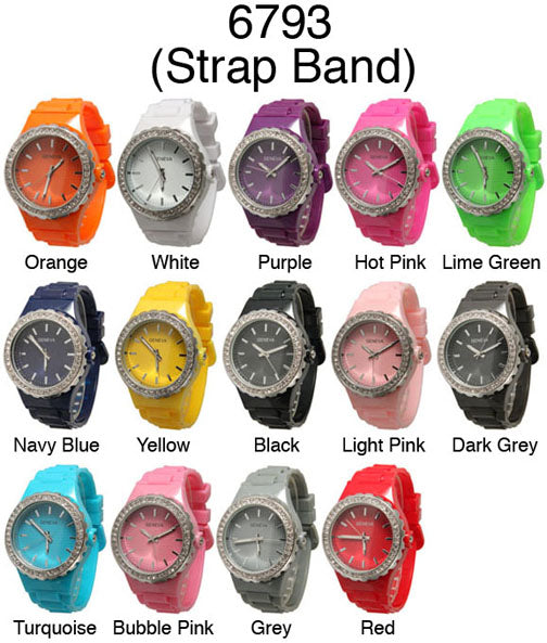 6 Geneva Silicone Band Watches