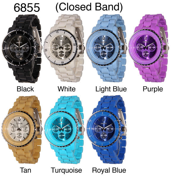 6 Plastic Closed Band Style Watches