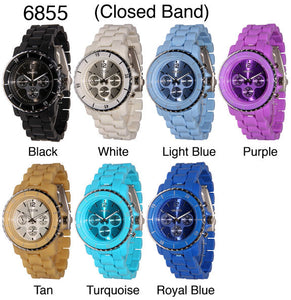 6 Plastic Closed Band Style Watches