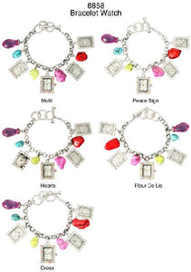 6 Metal Bracelet Watches W/Stones