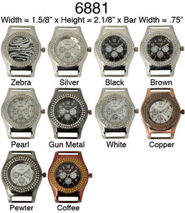 6 Narmi Solid Bar Watch Faces /W Rhinestones