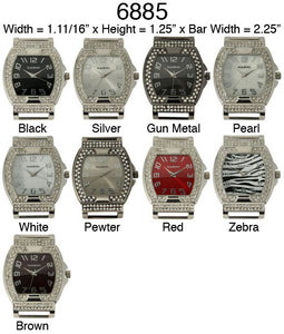 6 Narmi Solid Bar Watch Faces /W Rhinestones