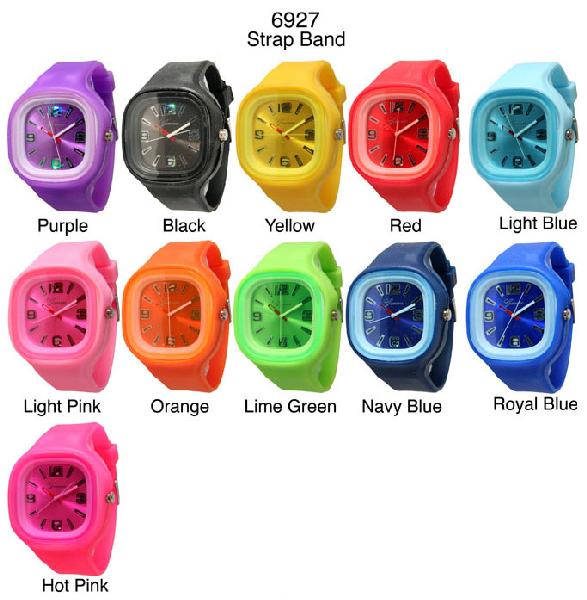 6 Geneva Flashing Light Silicone Band Watches