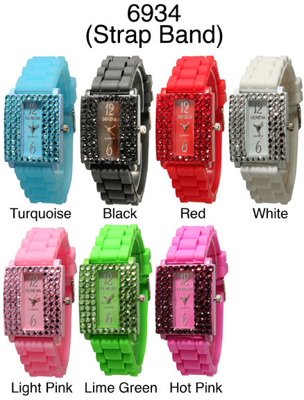 6 Geneva Silicone Strap Band Watches