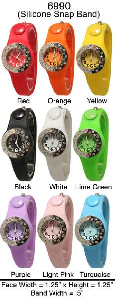 6 Geneva Silicone Snap On Watches