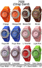 Load image into Gallery viewer, 6 Narmi Silicone Strap Band Watches w/Rhinestones
