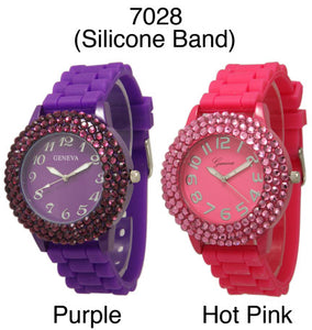 6 Narmi Silicone Strap Band Watches w/Rhinestones