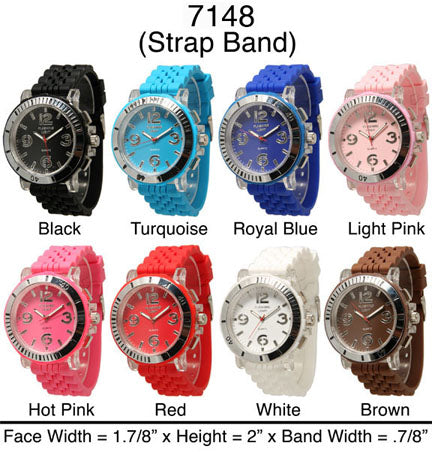 6 Geneva Quartz Silicone Strap Band Watches