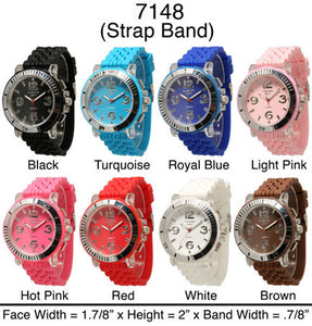 6 Geneva Quartz Silicone Strap Band Watches
