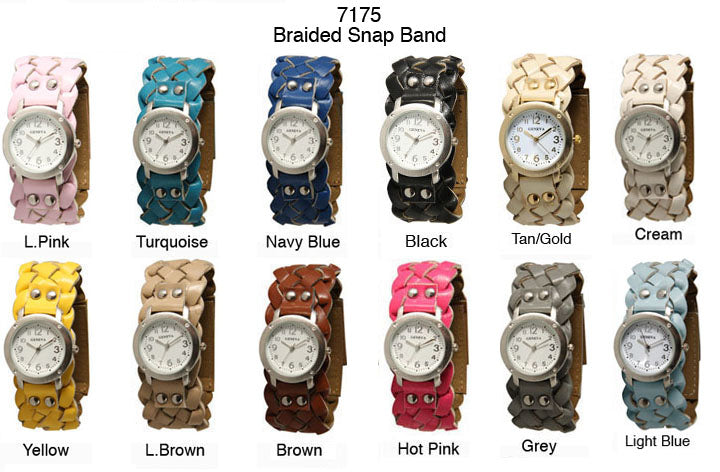 6 Geneva Braided Strap Band Watches