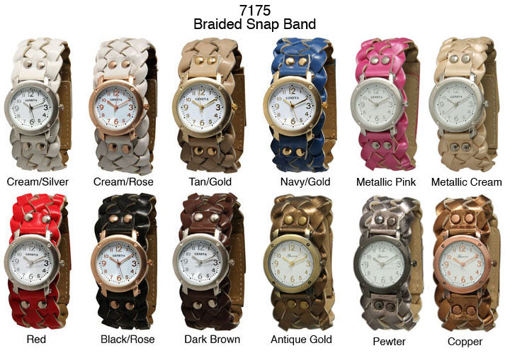 6 Geneva Braided Strap Band Watches