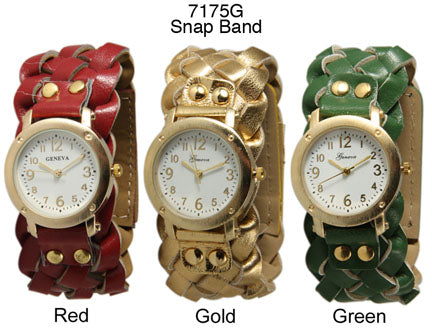 6 Geneva Braided Strap Band Watches