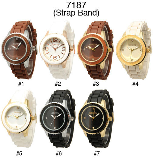 6 Geneva Silicone Strap Band Watches