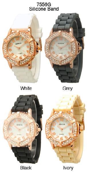 6 Geneva Silicone Band Watches