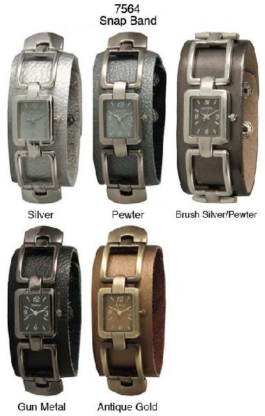 6 Geneva Snap Band Watches