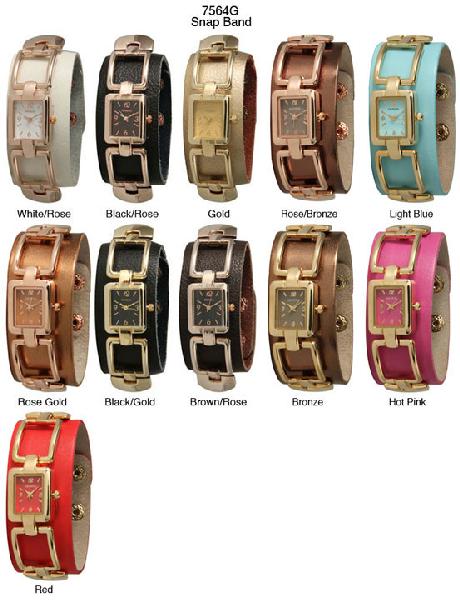 6 Geneva Snap Band Watches