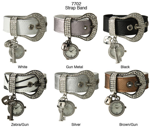 6 Geneva Charm & Buckle Strap Watches