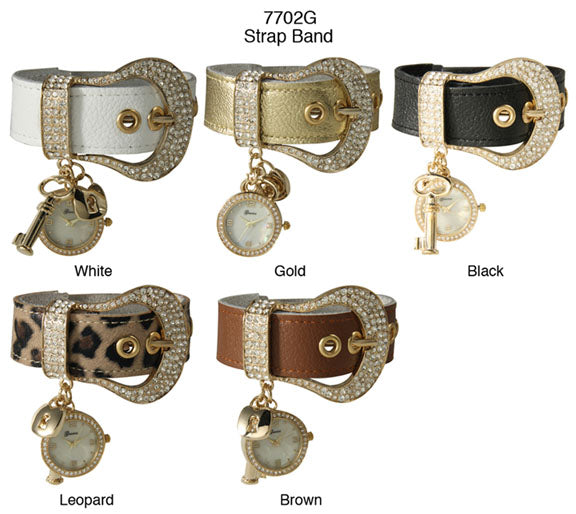 6 Geneva Charm & Buckle Strap Watches