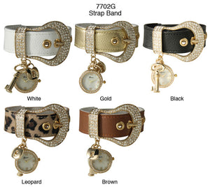 6 Geneva Charm & Buckle Strap Watches