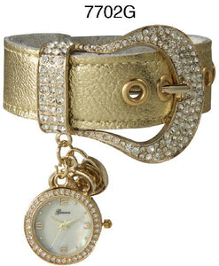 6 Geneva Charm & Buckle Strap Watches