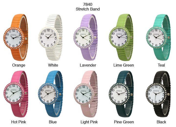 6 Geneva Stretch Band Watches