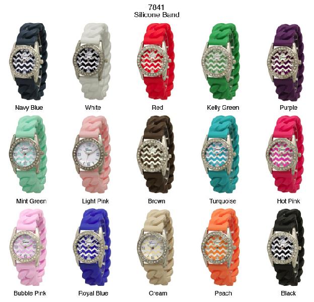 6 Geneva Silicone Band Watches