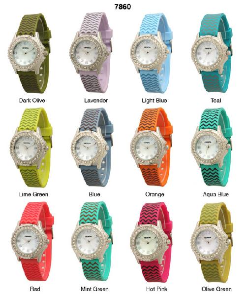 6 Geneva Silicone Band Watches