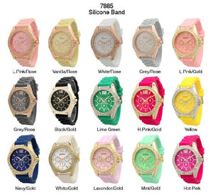 6 Geneva Silicone Band Watches