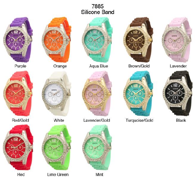 6 Geneva Silicone Band Watches