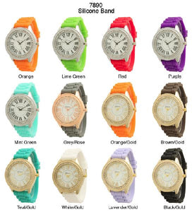 6 Geneva Silicone Band Watches