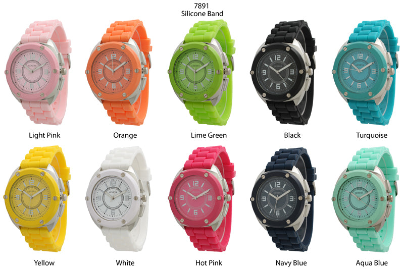 6 Geneva Silicone Band Watches