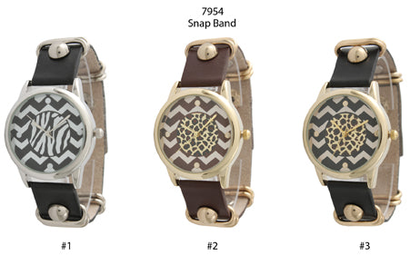 6 Geneva Snap Band Watches