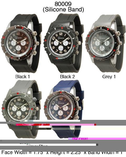 6 Geneva Silicone Strap Band Watches