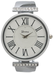 6 Rhinestone Encrusted Bangle Watch with Roman Numerals