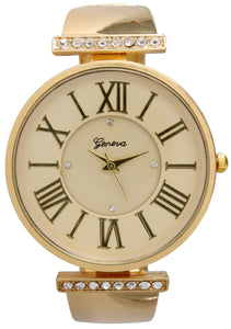 6 Rhinestone Encrusted Bangle Watch with Roman Numerals