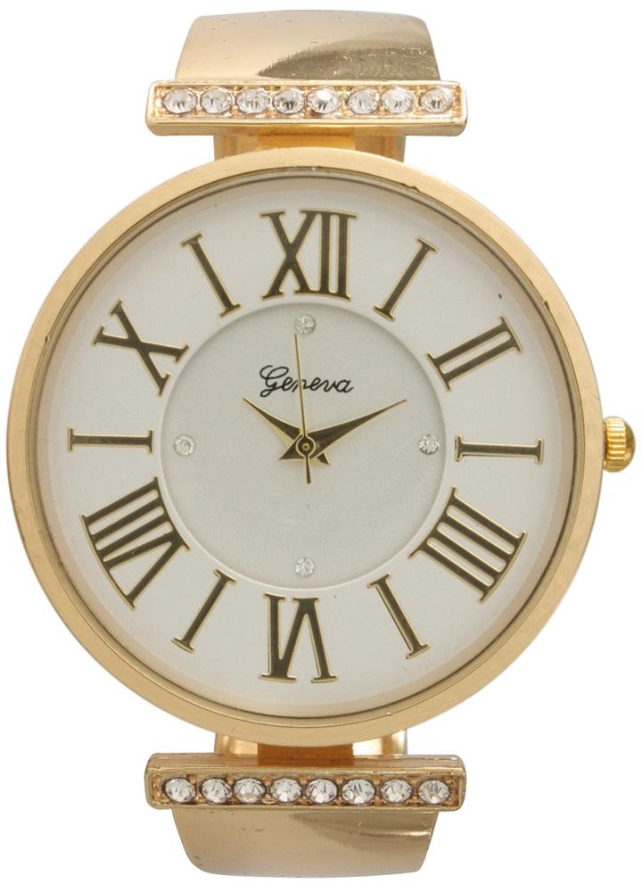 6 Rhinestone Encrusted Bangle Watch with Roman Numerals
