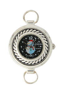 12 Silver Snow Man Watch Face with Loop