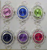 12 Round Watches Faces with Color Rhinestone Case & Matching Dial