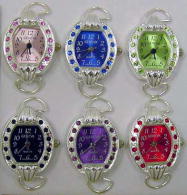 12 Oval Watches Faces with Color Rhinestone Case & Matching Dial